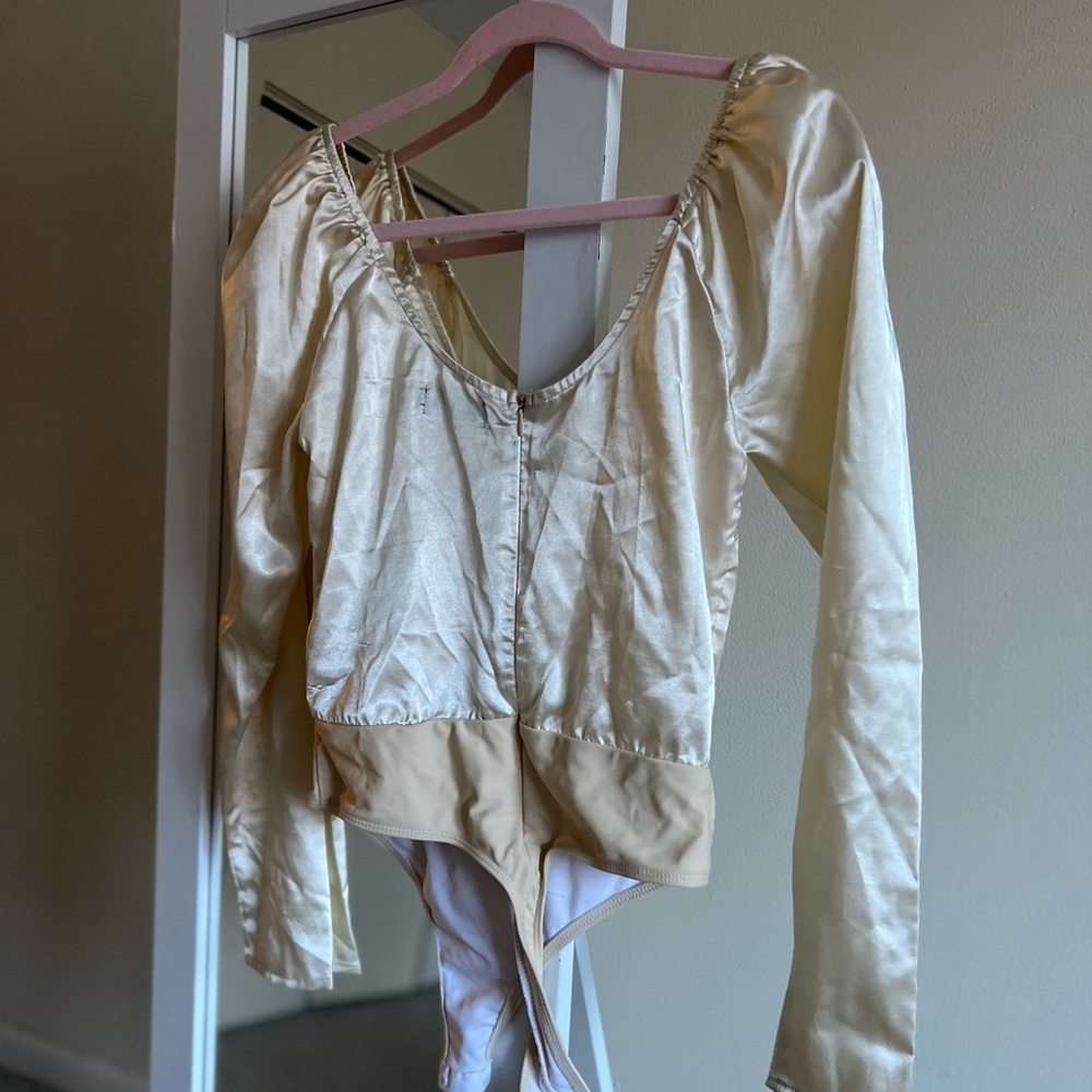 Elegant Cream Long Sleeve Women's Top